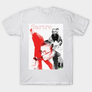 Jean Paul Sartre Collage Portrait T-Shirt